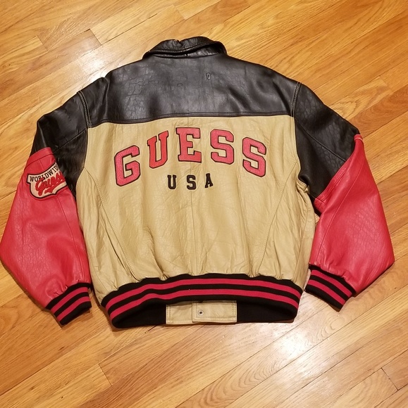Guess Other - Vintage Genuine Leather GUESS Varsity Jacket